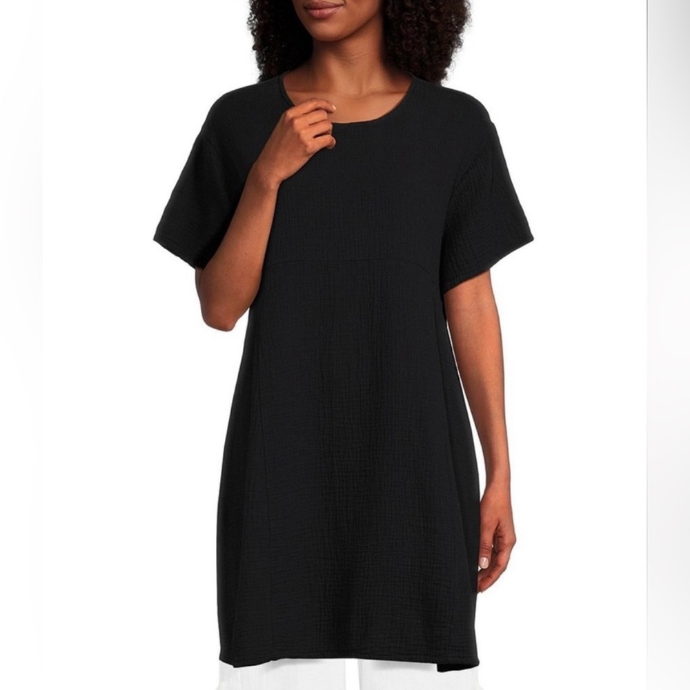Bryn Walker Mara Cotton Gauze Tunic Dress with Pockets in Black - size Small